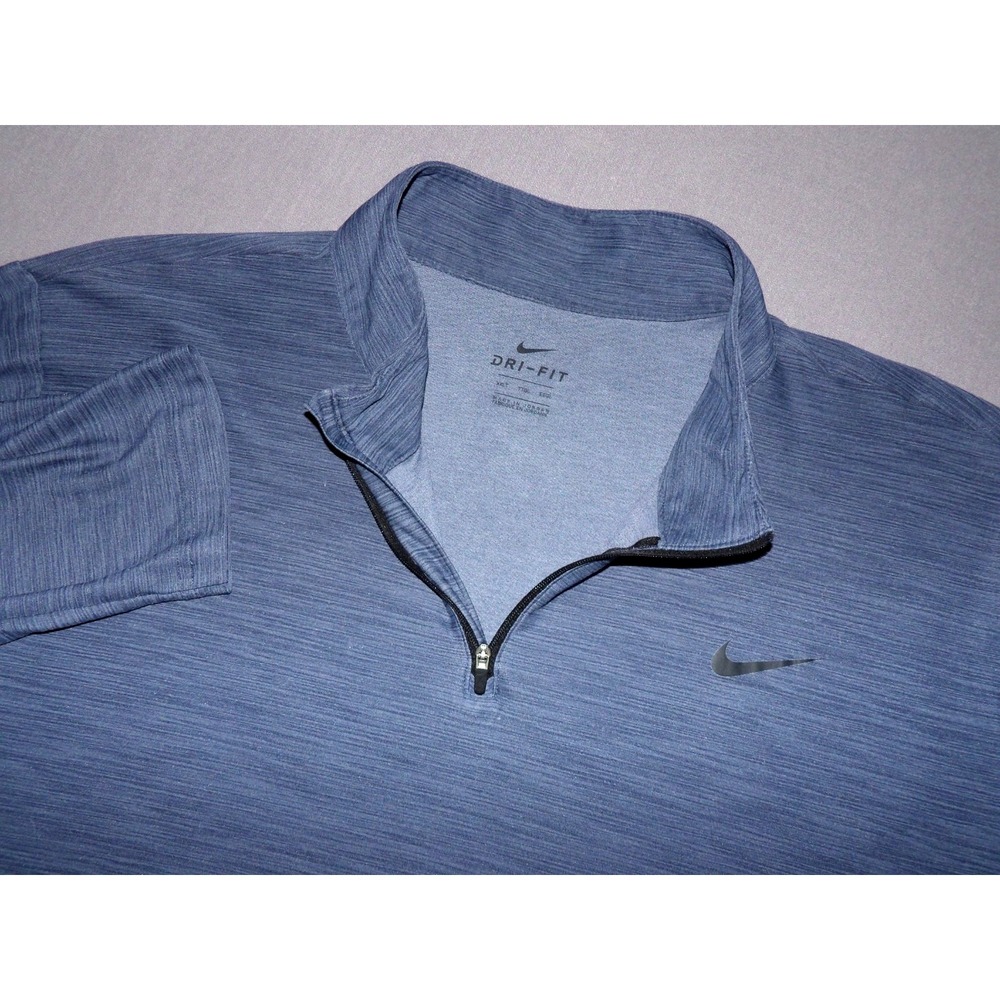 Nike Dri-Fit Dark Blue Striped Light Weight 1/4 Zip Athletic Jacket Men's XXLT